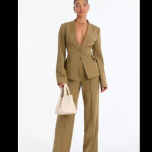 Normani Collarless Blazer Split-Hem Pant Set